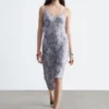 Robe midi à bretelles à motif floral