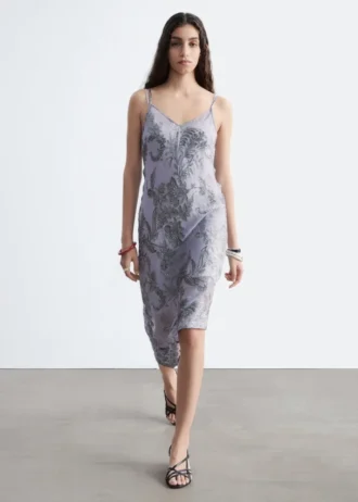 Robe midi à bretelles à motif floral