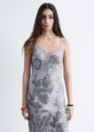 Robe midi à bretelles à motif floral