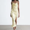 Robe midi à col bénitier en jacquard