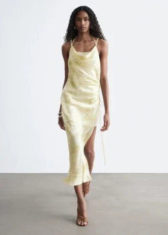 Robe midi à col bénitier en jacquard