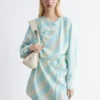 Robe midi à col bénitier imprimée