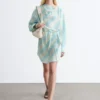 Robe midi à col bénitier imprimée