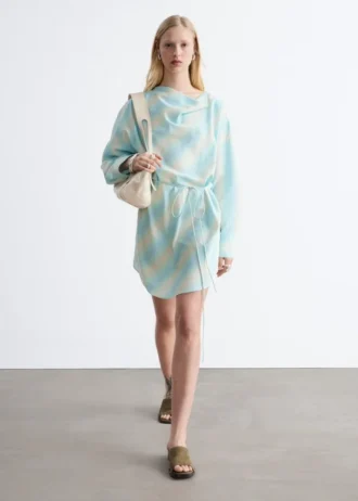 Robe midi à col bénitier imprimée