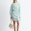 Robe midi à col bénitier imprimée