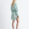 Robe midi à col bénitier imprimée
