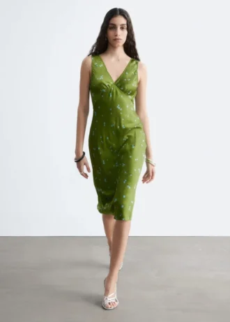 Robe midi à col en V