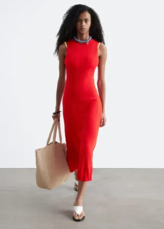 Robe midi côtelée
