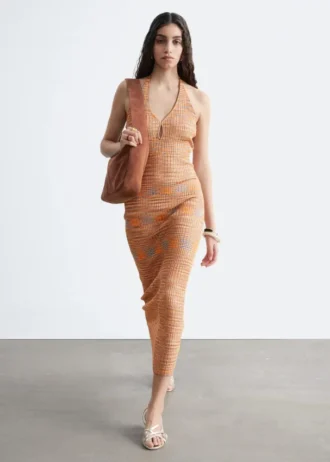Robe midi à dos nu et motif tie-dye