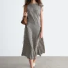 Robe midi drapée asymétrique