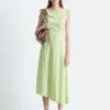 Robe midi drapée asymétrique