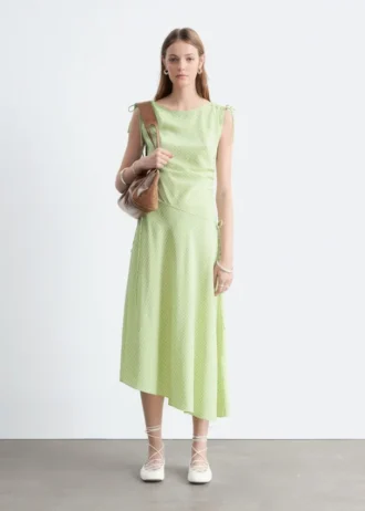 Robe midi drapée asymétrique