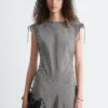 Robe midi drapée asymétrique