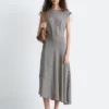 Robe midi drapée asymétrique