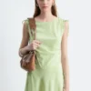 Robe midi drapée asymétrique