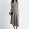 Robe midi drapée asymétrique