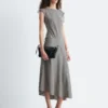 Robe midi drapée asymétrique
