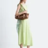 Robe midi drapée asymétrique