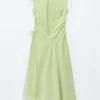 Robe midi drapée asymétrique