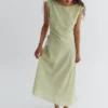 Robe midi drapée asymétrique