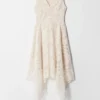Robe midi en dentelle à col en V
