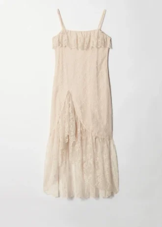 Robe midi en dentelle à volants
