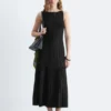 Robe midi en maille côtelée