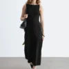 Robe midi en maille côtelée