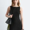 Robe midi en maille côtelée