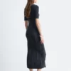 Robe midi en maille côtelée