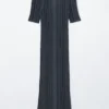 Robe midi en maille côtelée