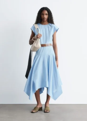 Robe midi en popeline de coton