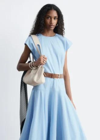 Robe midi en popeline de coton