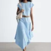 Robe midi en popeline de coton