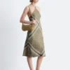 Robe midi en soie à dos nu
