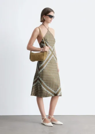 Robe midi en soie à dos nu