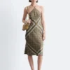 Robe midi en soie à dos nu