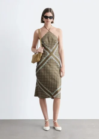 Robe midi en soie à dos nu
