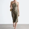Robe midi en soie à dos nu