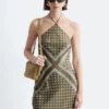 Robe midi en soie à dos nu