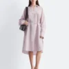 Robe midi en soie et coton imprimée