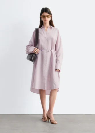Robe midi en soie et coton imprimée