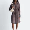 Robe midi en soie et coton imprimée