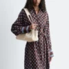 Robe midi en soie et coton imprimée