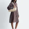 Robe midi en soie et coton imprimée