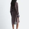 Robe midi en soie et coton imprimée
