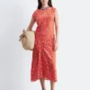 Robe midi à encolure bateau