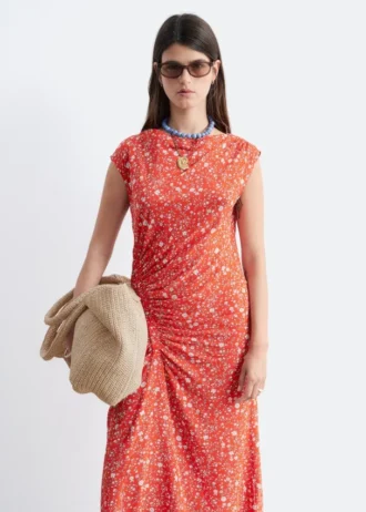 Robe midi à encolure bateau