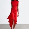 Robe midi à encolure croisée