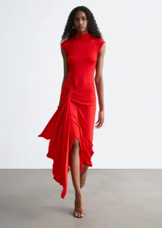 Robe midi à encolure croisée